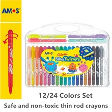 AMOS 12/24 цветов набор Премиум Тонкий стержень цвет Caryons CST24 канцелярские наборы для детского сада нетоксичный моющийся Креативный дизайн