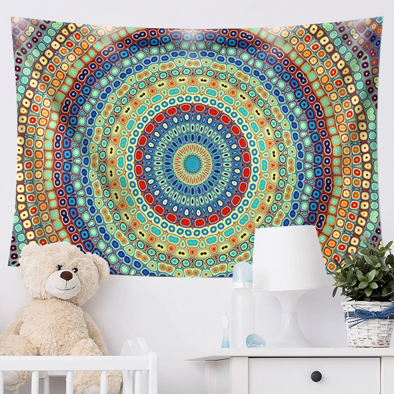 

India Wall Tapestry Mandala Psychedelic Wall Hanging Witchcraft Macrame Bohemian Carpet Wall Cloth Tapestries Room Decor Blanket