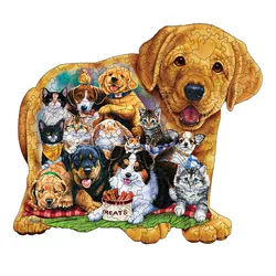 Montessori iluminação quebra cabeça cão e gato animal peças de madeira 100 150 200 crianças quebra cabeça 3d diy crianças presente caixa
