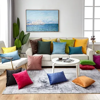

Solid Velvet Decorative Cushion Cover Simple style Throw Pillow Case 45x45cm Pillowcase Home Decor For Sofa Seat Pillows Cover