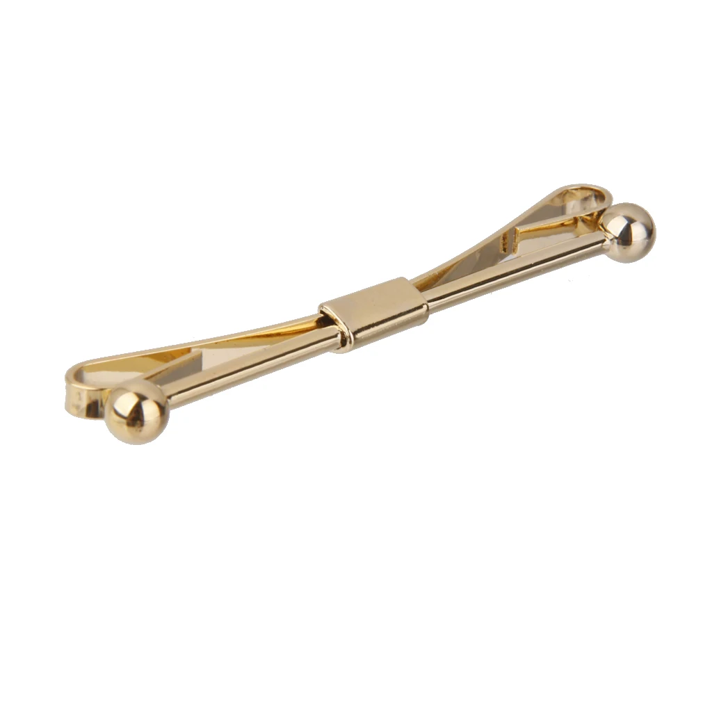 2Pcs Mens Gold Necktie Tie Clip Bar Clasp Cravat Pin Skinny Brooch Collar