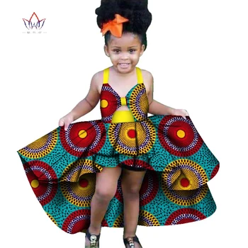 

in stock New Fashion Africa Children Clothing Dashiki Cute Girls Dresses Bazin Ruffles African traditional clothing WYT277