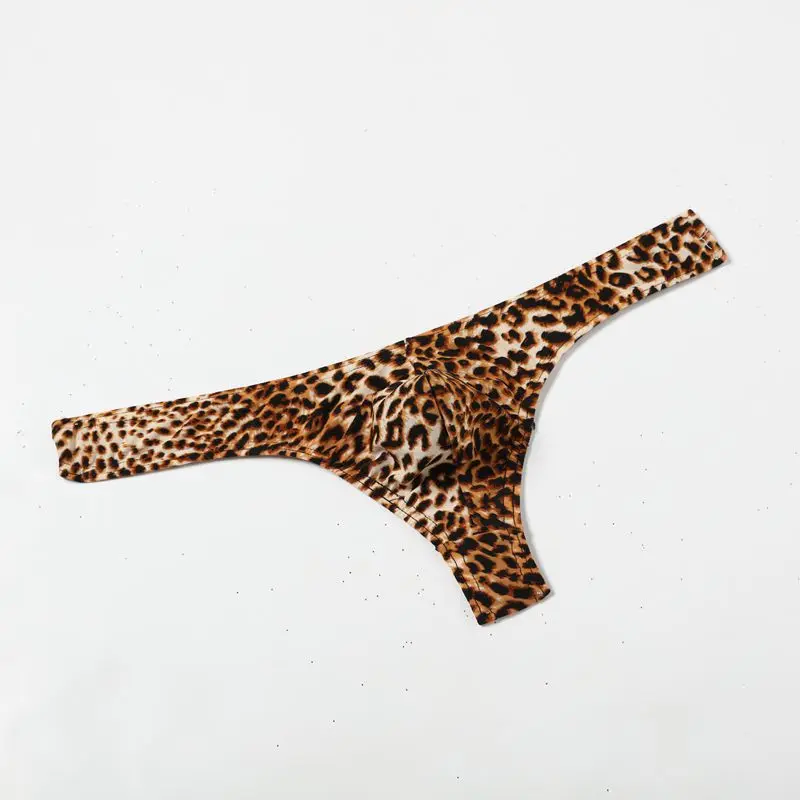 

Mens Underwears Leopard Low Waist Bulge Pouch Sexy T-back G-string Underwears