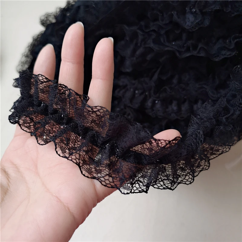 DIY Bra Ribbon Underwear Wedding Doll Skirt Belt Trim Sewing Accessories Double Layer Pleated Stretch Lace