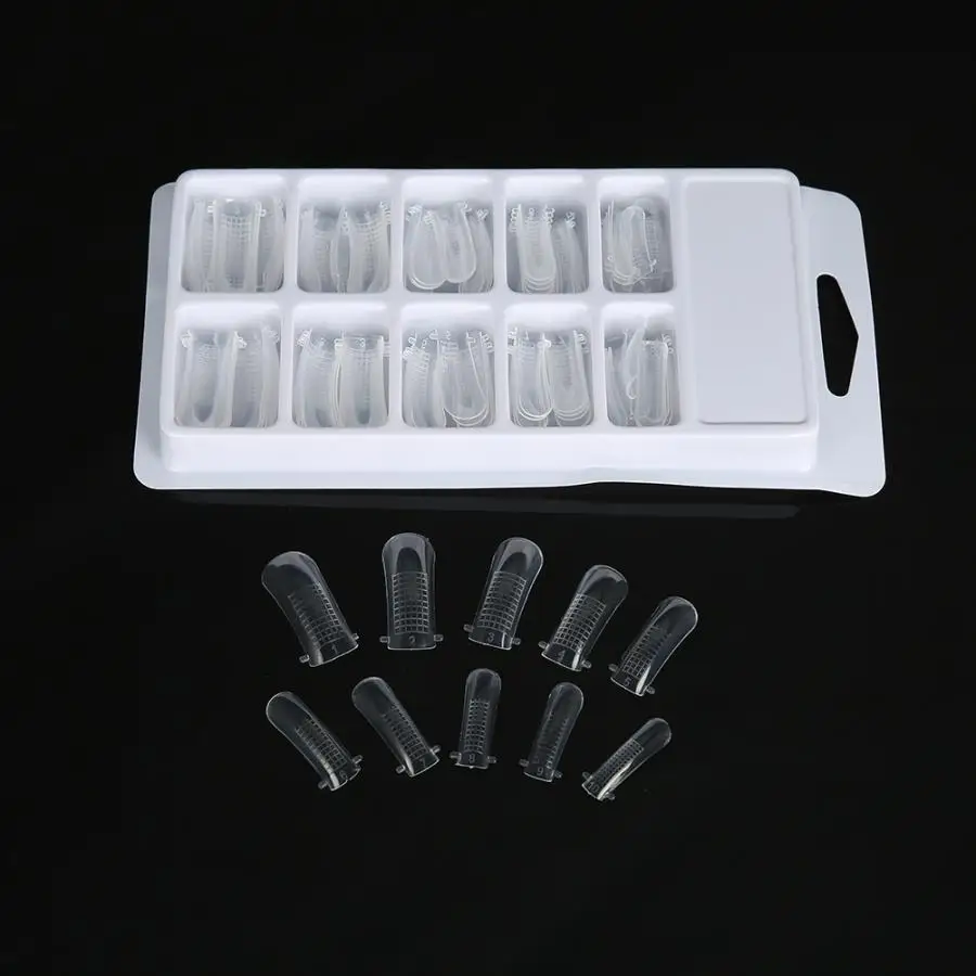 

Clear Plastic Nail Forms Full Cover Quick Building Gel Mold False Nail Tips DIY Nail Extension Gel Cover Manicure Tool 100pcs