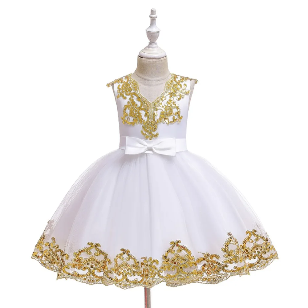 Детское праздничное платье для дня рождения для девочек платье принцессы Пышное Платье-пачка для девочек с блестками, Свадебные Платья с цветочным узором для девочек