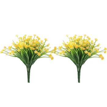 

Botique-12Pcs Artificial Flower Plastic Outdoor Shrub Plant Garden Wedding Farmhouse Indoor Outdoor Decoration (Yellow)