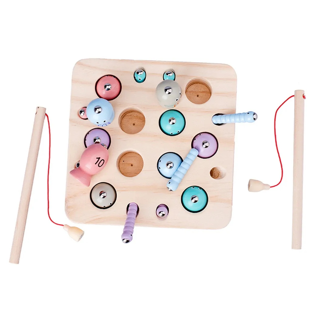Обучающая игрушка-головоломка для малышей, детские деревянные магнитные игрушки для рыбалки, набор для детей, 10 шт. в подарочной коробке# Y2