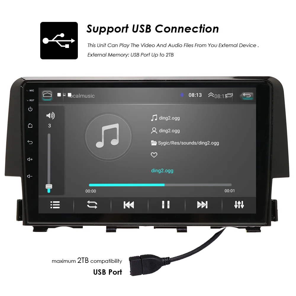 Автомобильный радиоприемник 2din android9.0 автомобильный мультимедийный плеер gps навигация для Honda Civic автомобильный монитор головное устройство usb dvr dvbt