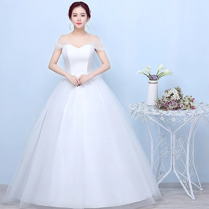 

2019 Sale Top Fashion Strapless Word Shoulder Neat, Bitter Fleabane Skirt To Show Thin Big Yards Winter Wedding The Bride Dress