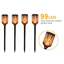4 шт. 99 светодиодов Солнечный свет пламени водонепроницаемый IP65 мерцающее пламя солнечный светильник лампа открытый пейзаж Декор сад газон свет