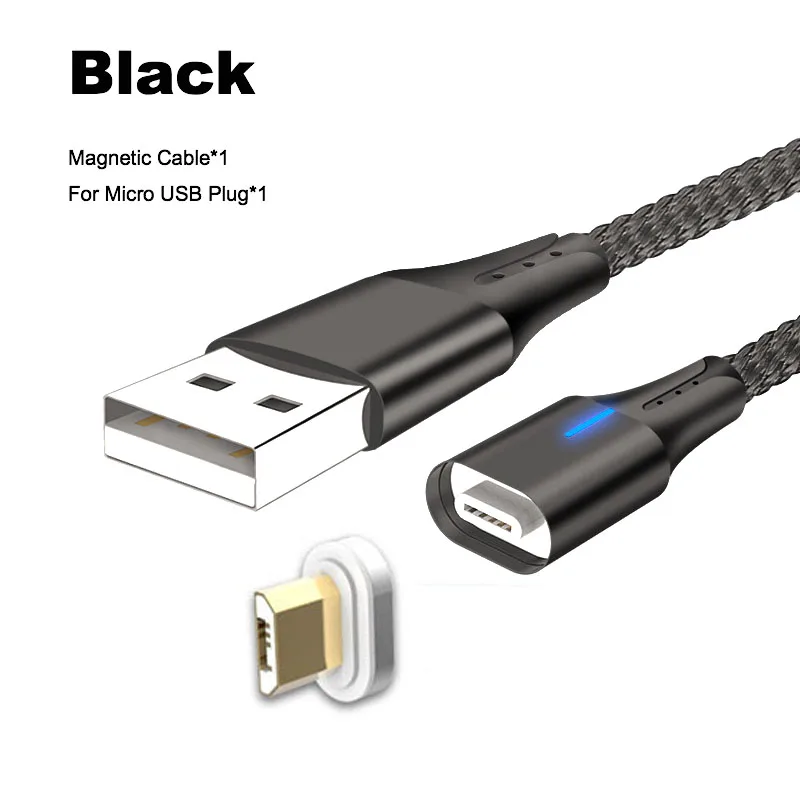 5А Магнитный кабель Micro usb type C супер быстрая зарядка телефона Microusb type-C магнитное зарядное устройство usb c для iphone huawei xiaomi - Цвет: Black For Micro USB
