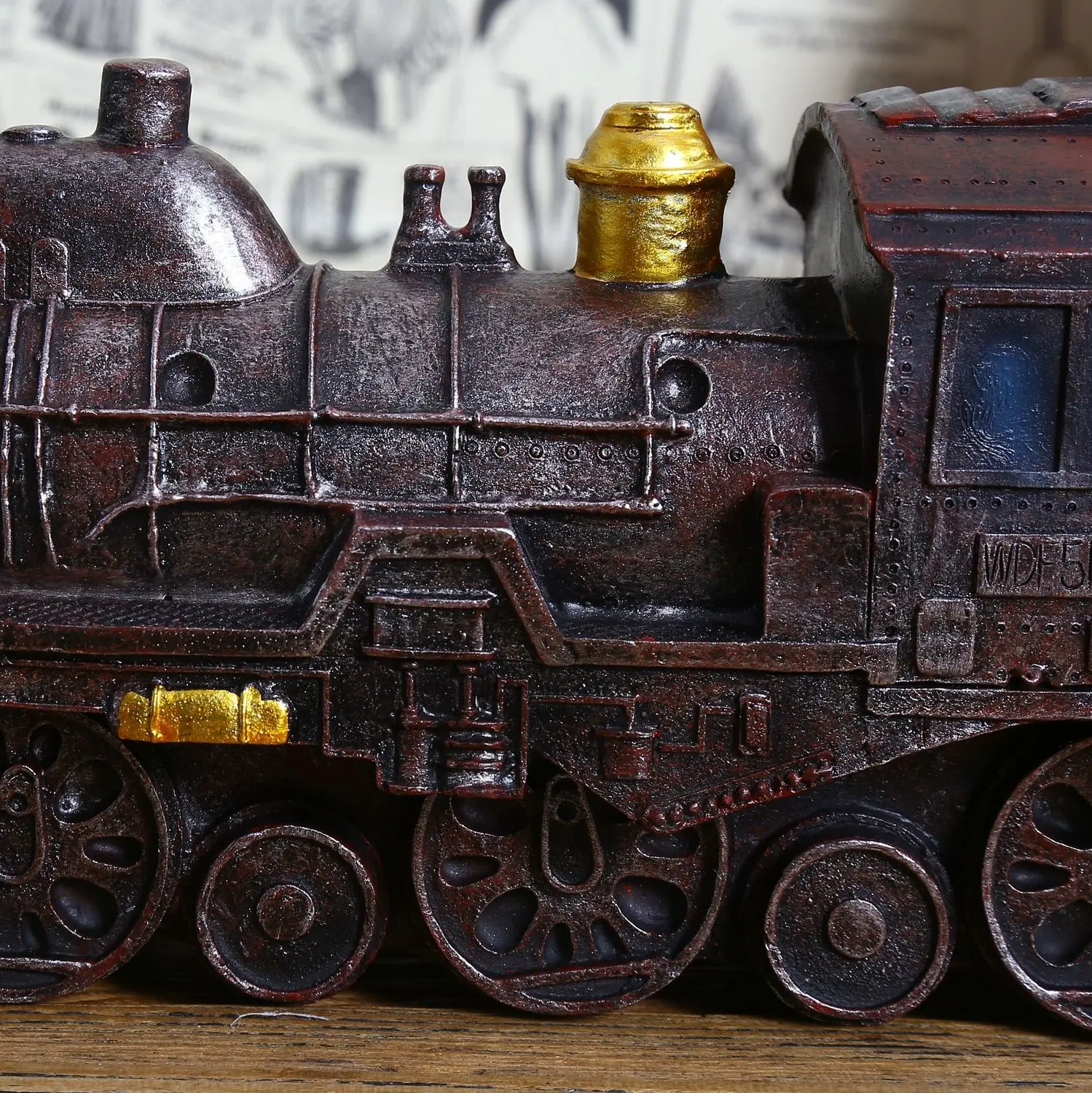 Nostalgia Resin Locomotive Goods Of Furniture For Display Rather Than For Use Home Furnishing Café Originality Storefront