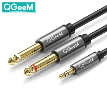 

QGeeM Jack 3.5mm to 6.35mm*2 Adapter Audio Cable for Mixer Amplifier Speaker Gold Plated 6.5mm 3.5 Jack Splitter Audio Cable