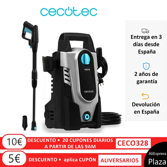 $49,08 € Cecotec hidrolimpiadora HidroBoost 1400. Compacta potente y portátil. Ruedas y asa alta. Máx potenc