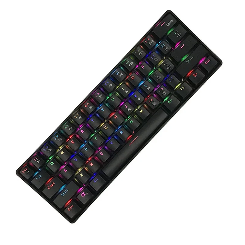 PC Laptop Computer Gaming Mechanical Keyboard 61 Key USB Wireless RGB Backlit Gamer Mini Ergonomics Keyboard For Desktop