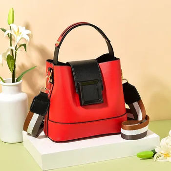 

Summer New Korean Style Bucket Bag Women's Handbag Large Capacity Single Shoulder Cross Pu Women's Handbag