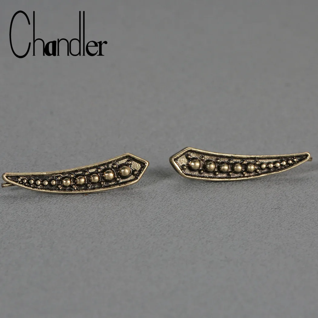 Chandler Geometry Moon Phase Ear Climber Earrings Celestial  Ear Cuff Cescent Earrings Pin Earring Vintage Modern Jewelry