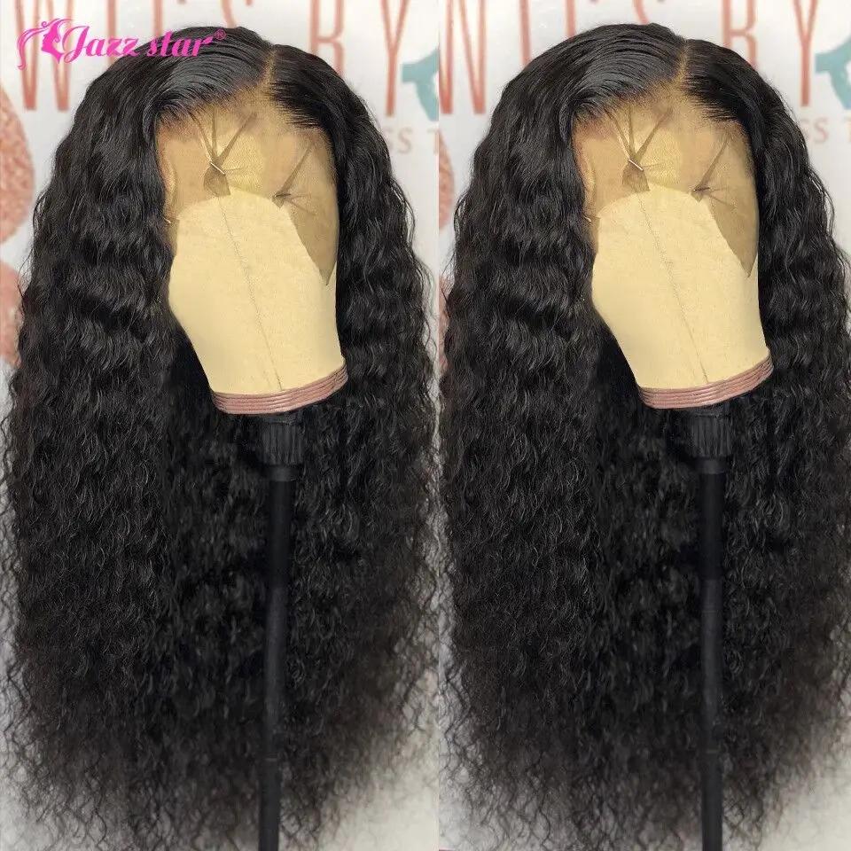 13x4 HD Transparent Lace Front Human Hair Wigs Deep Wave Lace Frontal Wig For Women Pre Plucked Brazilian Non-Remy Jazz Star