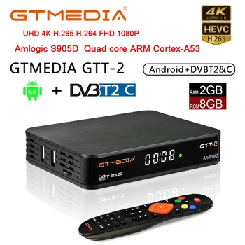 

GTMEDIA GTT2 DVB-T2/C Android TV BOX 2g+8g 1080p android 6.0 4K H.265 Built-in Wifi 2.4G WiFi Sep top box free 1year cline spain