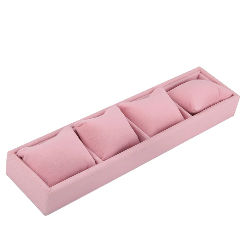 H336709c91f72472daed7a56612fba2e2a 4 Grids Watch Jewelry Display Tray With Soft Pillow Holder Bracelet Chain Earring Storage Tray Earring Ring Organizer Showcase
