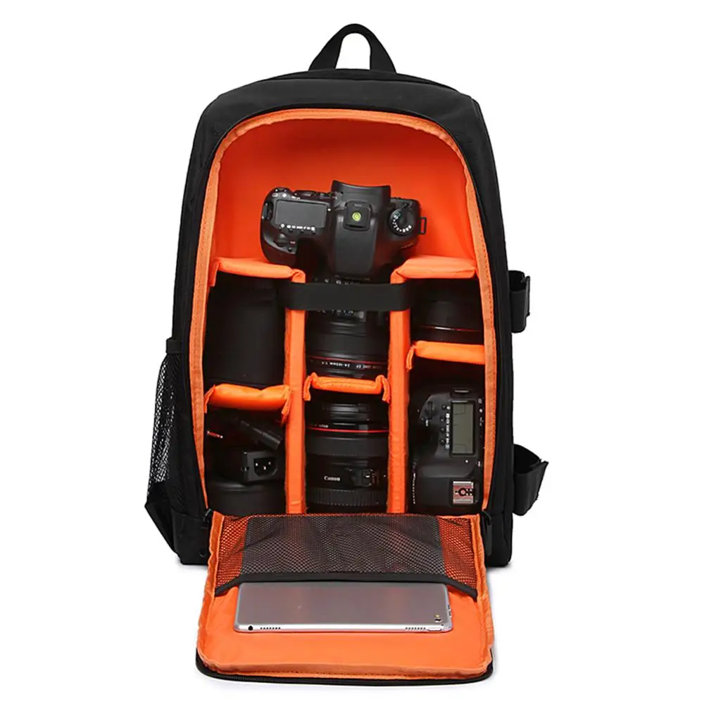 15,6 дюймов рюкзак для камеры мягкий рюкзак водонепроницаемый камера Мягкая Сумка Многофункциональная камера сумка фотография для цифровой DSL - Цвет: Orange lining