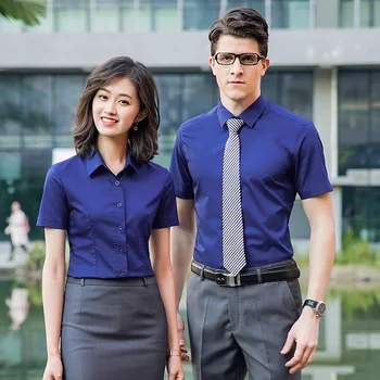 

2020 Gao Pinzhu Fiber Elastic Force Hot Pin High Density Thicken Men And Women Occupation Pack Shirt Short Sleeve Summer New