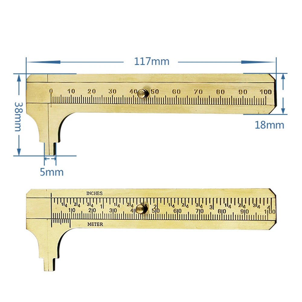 Металлическая измерительная линейка высокого качества, мини-медный калипер, Чистый медный Верньер, двойной масштаб, Портативный ретро двойной измерительный инструмент