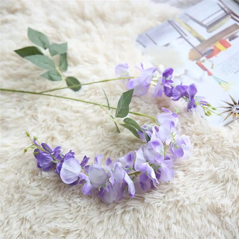 Искусственные цветы para decoracion hogar 39 дюймов искусственный шелк Wisteria поддельные Висячие цветы растение лоза Свадебный декор 661F10
