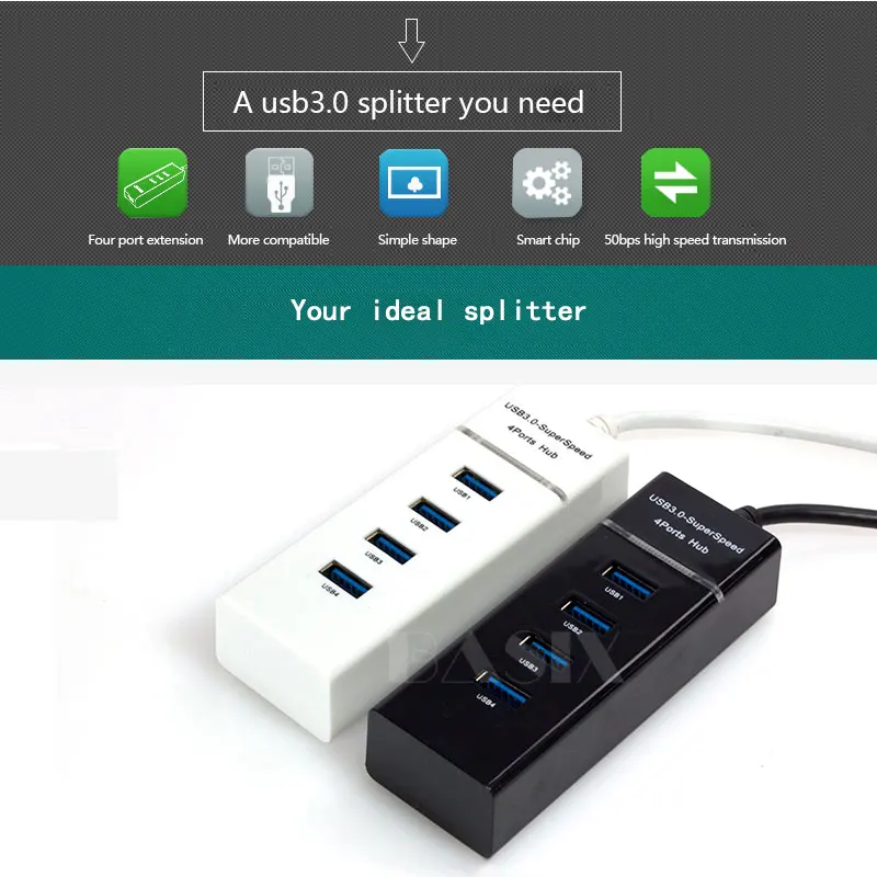 Usb хаб BKSCY 3 0 мульти USB концентратор Высокоскоростной разветвитель 4 портовый порт