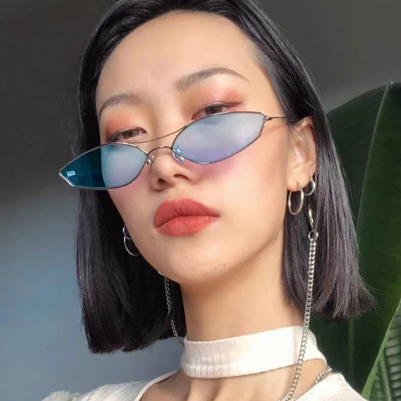 

Retro Metal Frame Irregular Sunglasses Women Men Brand Designer Tinted Color Lens Eyewear Narrow Small Polygon Oculos Feminino