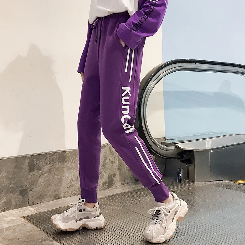 

BF Style Trousers Women autumn Loose Letter Printed Pockets Thin Streetwear Cool Girl harem pants Fashion Harajuku Hip Hop Pants