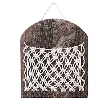 

1Pc Wooden Storage Rack Home Storage Holder Weaving Hanging Pouch Decorative Storage Basket for Families Home Wall Bedroom