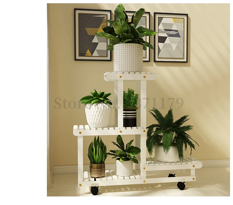 Landing Type Flower Airs Indoor Multi-storey Balcony Solid Wood Shelf Chlorophytum Flowerpot