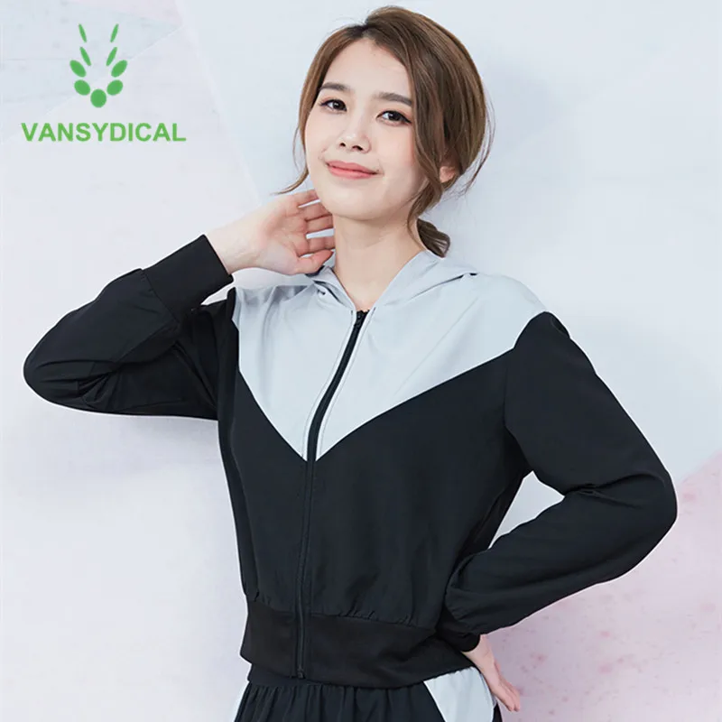 Vansydical спортивные куртки для бега и тренировок женская тонкая Йога с длинным