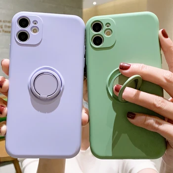 

LOVECOM Phone Case For iPhone 11 Pro Max XR XS Max 6 7 8 Plus X Soft Liquid Silicon Stand Holder Shockproof Back Cover Coque