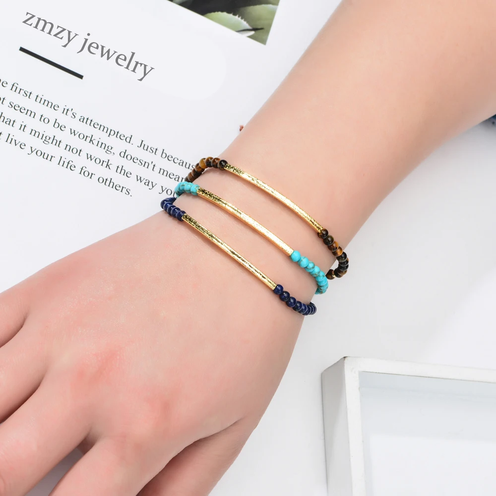 

ZMZY Boho Handmade Natural Stone Bracelets for Women Gold Color Bar Bracelet Femme Fashion Jewelry Gifts Wholesale