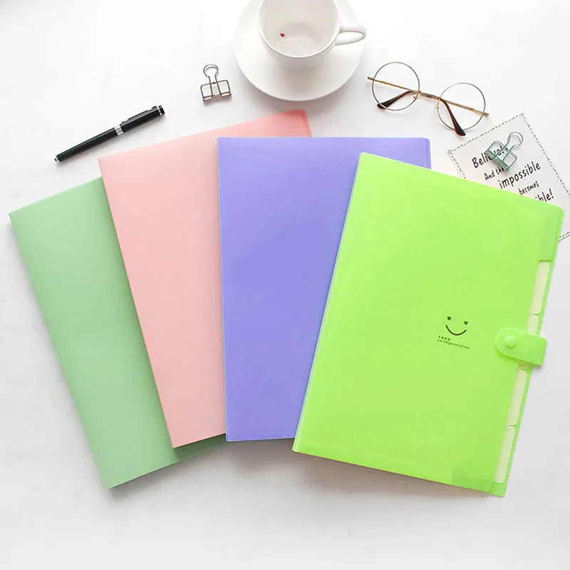 

2019 Practical Colorful Waterproof Office School Plastic Folders Multi Pocket Organizer A4 File Expansion Document Folder Binder