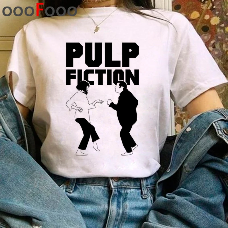 Pulp fiction Harajuku Эстетическая Футболка женская Ullzang Миа Уоллес гранж футболка забавная мультяшная футболка 90s Модный Топ Футболка женская