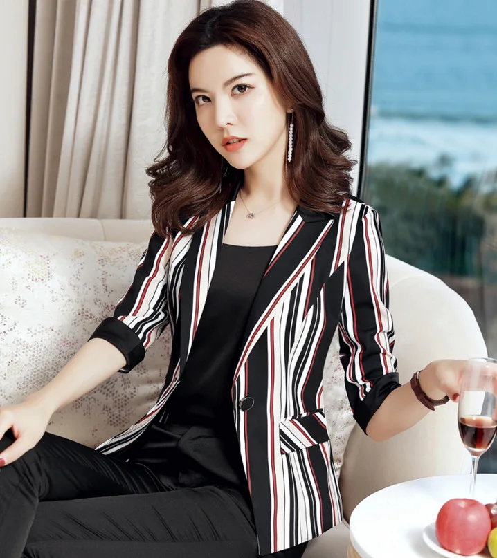 

Stripes Small Suit Women's 2019 Spring And Summer New Style Korean-style Women's Elegant Casual Graceful Business Suit Coat Fash