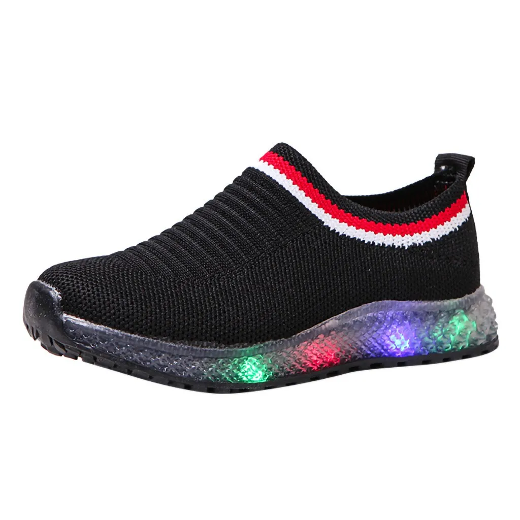 Мигающий светодиодный свет для детей; для маленьких девочек и мальчиков; сетчатые светящиеся спортивные кроссовки; Повседневная обувь; мигающая обувь