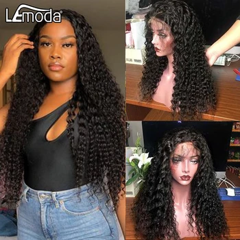 

Lemoda Hair 13x6 Transparent HD Lace Wig Curly Human Hair Wigs Lace Front Wig Pre Plucked Deep Part Wig 150% Density