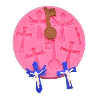 

Cross Shape Keychain Silicone Mold Cross Pendant Fondant Mold Pudding Cupcake Cake Topper Decoration Mould Craft Tools