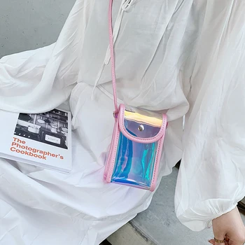 

2019 New Women Casual Holographic Laser Wallet Brand Cell Phone Wallet Handbag Purse Clutch Messenger Shoulder Straps Bag