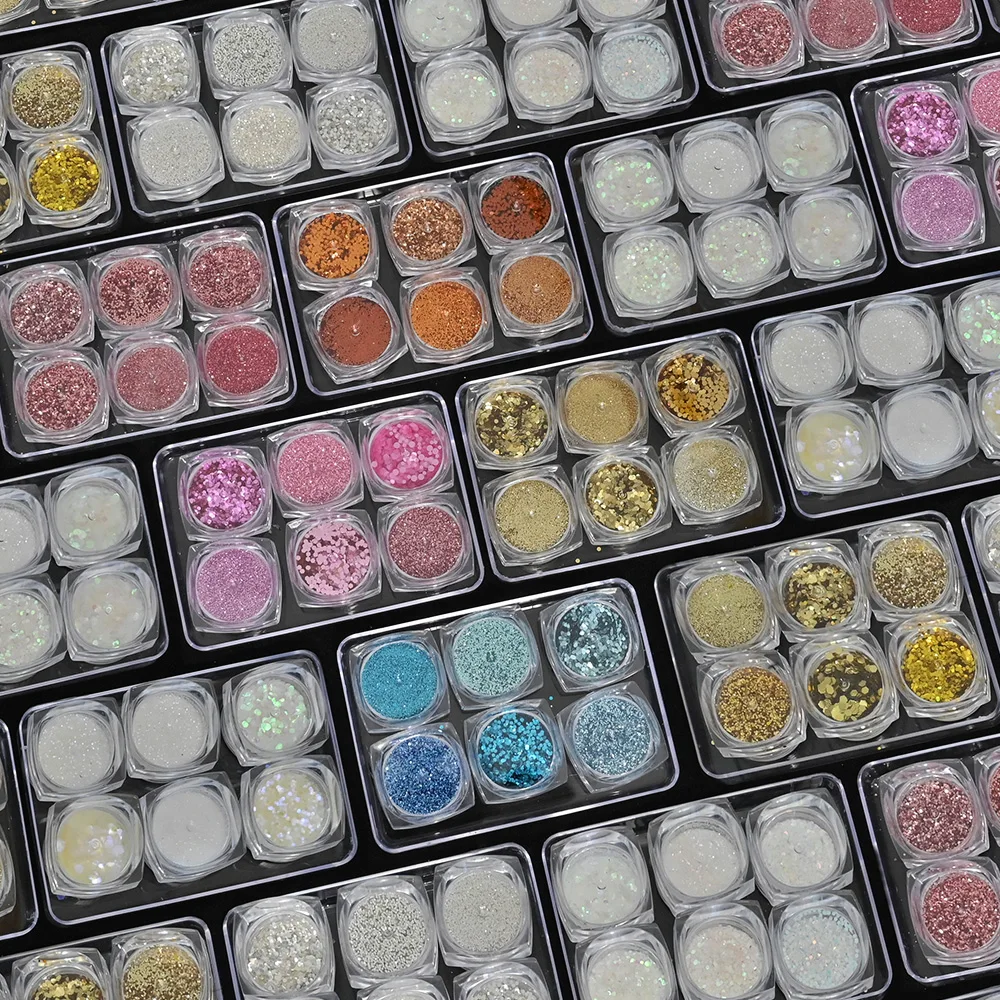 

6Jar/Set Iridescent Nail Glitter Flake Holographic Laser Gold Sliver Spangle 3D Sparkly Paillette Manicure Sequin Decoration @S2