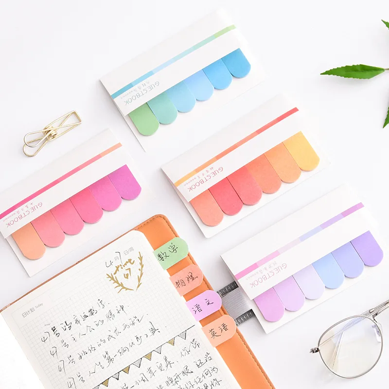 

Simple gradient six-color bar posted-it label stickers N times post office mini portable message post notes