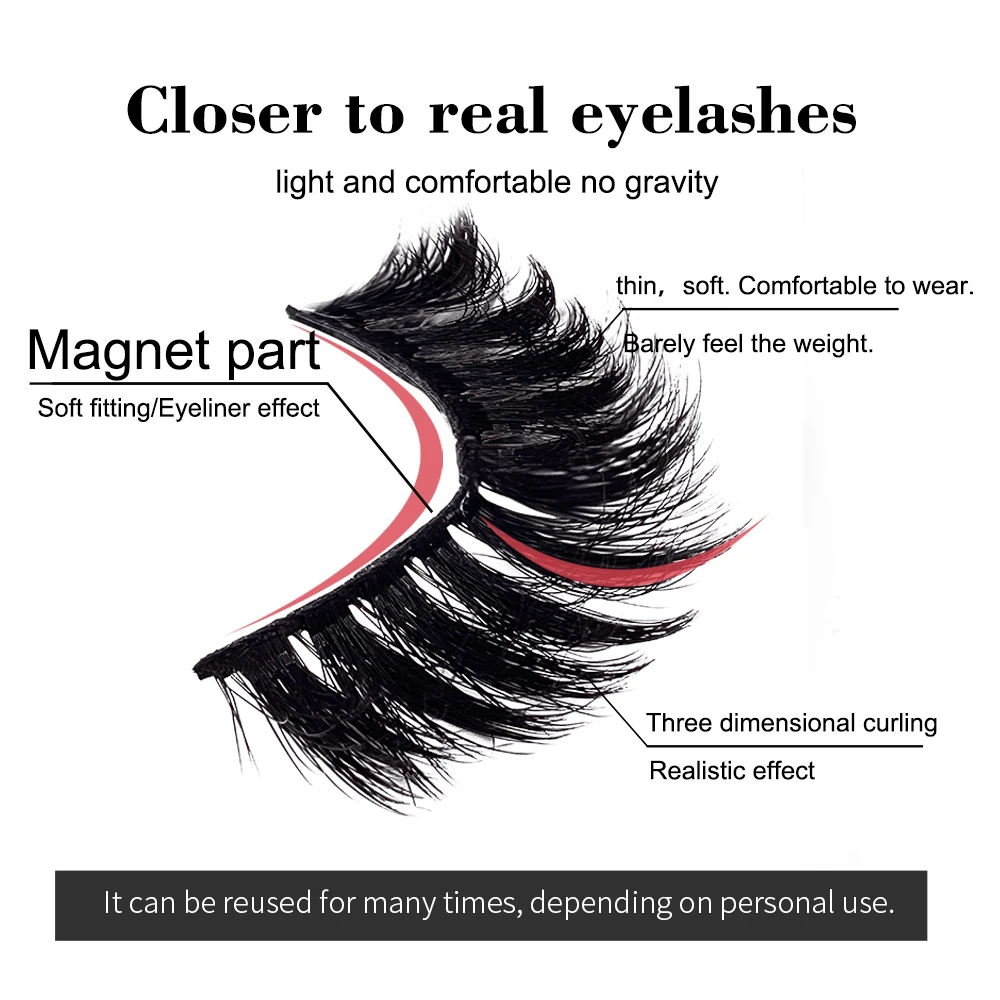 Fake Eyelashes Yelix Magnetic Eyelashes And Eyeliner Set 3D Mink Short Faux Cils Magnet Eyelashes Set Natural Waterproof Eye Lashes
