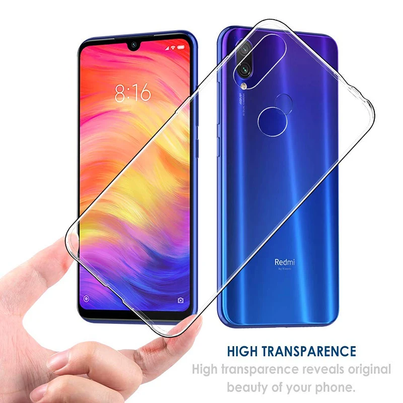 Ультратонкий Мягкий Прозрачный чехол для телефона Xiaomi Redmi Note 7 Pro 7S силиконовый