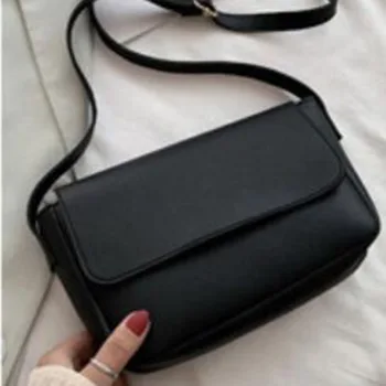 

2020 New Women Bags Retro Flap Bag Solid Color PU Leather Shoulder Messenger Bags Simple Casual Ladies Totes Bags
