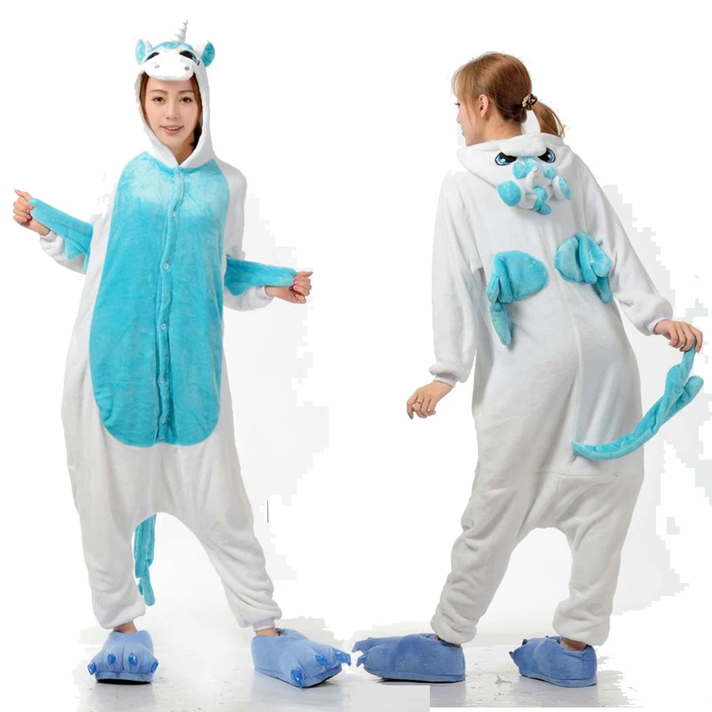 Пижамы унисекс для взрослых, пижамный комплект с изображением единорога, женские зимние пижамы, фланелевая одежда для сна, домашняя одежда